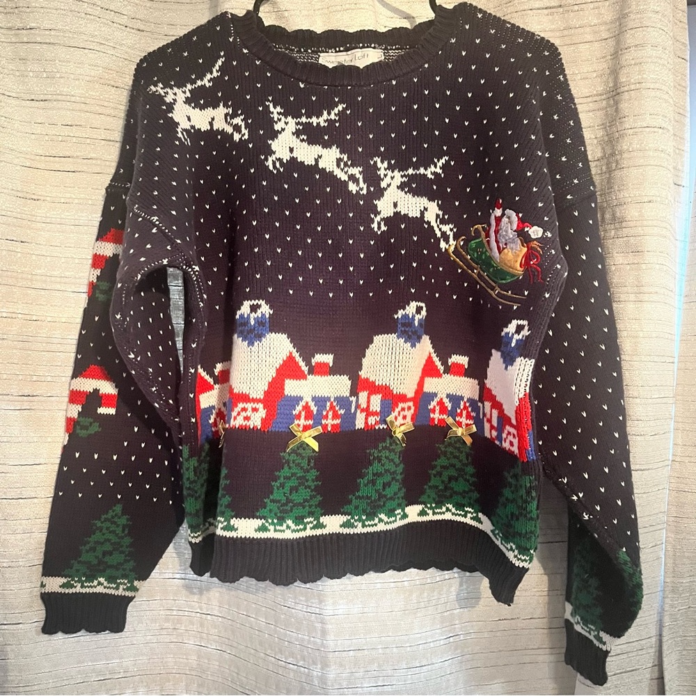 Vintage Loft Christmas Sweater Size Large Women’s Holiday Sweater Made In USA